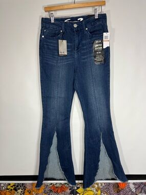 Seven7 Split Raw Hem Flare Jeans
